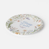 水彩ワイルドフラワーハッピーイースター ペーパープレート (アングル)