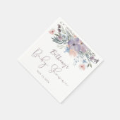 水彩ワイルドフラワーバイオレットベビーシャワー スタンダードカクテルナプキン (角)