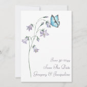 水彩ワイルドフラワーバタフライ日付を保存 招待状 (正面)