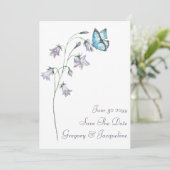 水彩ワイルドフラワーバタフライ日付を保存 招待状 (スタンド正面)