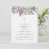 水彩ワイルドフラワーバプテスマ招待状 招待状 (スタンド正面)