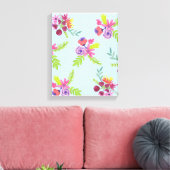 水彩ワイルドフラワーパターンレギンスラッピングP キャンバスプリント (インサイチュ (リビング))