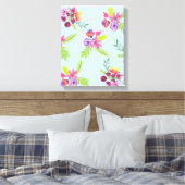 水彩ワイルドフラワーパターンレギンスラッピングP キャンバスプリント (インサイチュ (寝室))