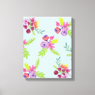 水彩ワイルドフラワーパターンレギンスラッピングP キャンバスプリント