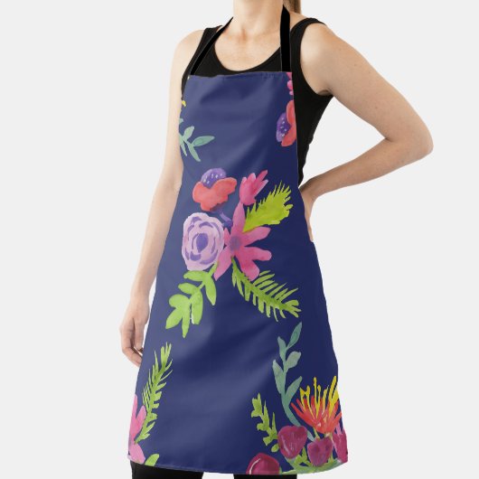 水彩ワイルドフラワーパターン エプロン (インサイチュ)
