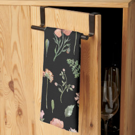 水彩ワイルドフラワーパターン キッチンタオル