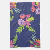 水彩ワイルドフラワーパターン キッチンタオル (縦)