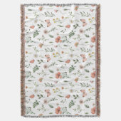 水彩ワイルドフラワーパターン スローブランケット (正面縦)