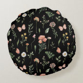 水彩ワイルドフラワーパターン ラウンドクッション (裏面)