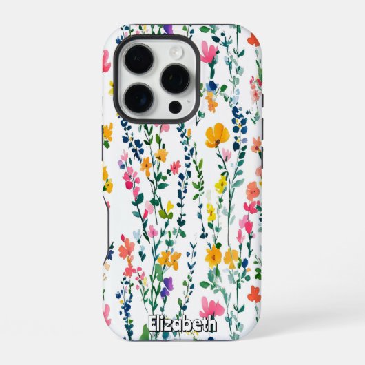 水彩ワイルドフラワーパターン iPhoneケース (裏面)