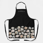 水彩ワイルドフラワーパーソナライズされたの名前 エプロン (正面)