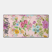 水彩ワイルドフラワーパーソナライズされたスクリプト名De デスクマット (正面)