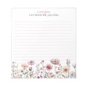 水彩ワイルドフラワーパーソナライズされたメモ帳 – ほこり ノートパッド (正面)