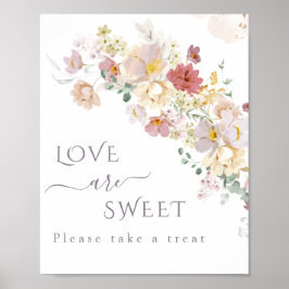 水彩ワイルドフラワーパープル春ブライダル治療 ポスター