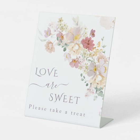 水彩ワイルドフラワーパープル春ブライダル治療 台座サイン (正面)