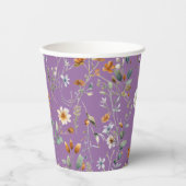 水彩ワイルドフラワーパープル紙カップ 紙コップ (正面)