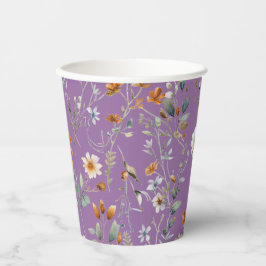 水彩ワイルドフラワーパープル紙カップ 紙コップ