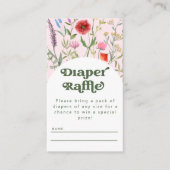 水彩ワイルドフラワーピンクおむつラッフル エンクロージャーカード (正面)