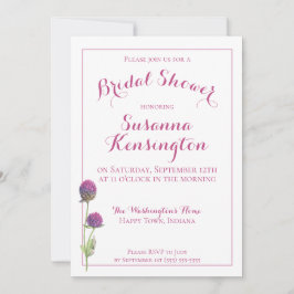 水彩ワイルドフラワーピンクフローラブライダルシャワー 招待状