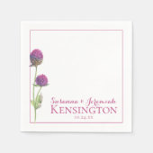 水彩ワイルドフラワーピンクフローラ披露宴 スタンダードカクテルナプキン (正面)