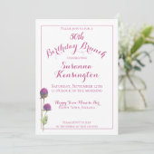 水彩ワイルドフラワーピンクフローラ誕生日ブランチ 招待状 (スタンド正面)