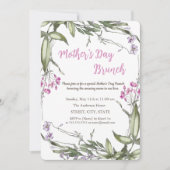水彩ワイルドフラワーピンクマザーズデイブランチ 招待状 (正面)