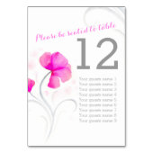 水彩ワイルドフラワーピンク結婚のテーブル番号 テーブルナンバー (正面)