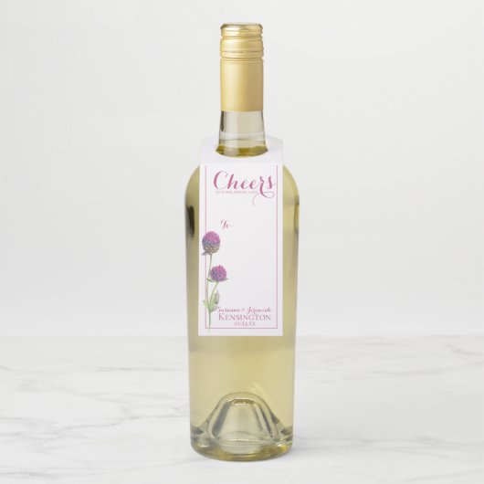 水彩ワイルドフラワーピンク結婚フローラ ボトルネックタグ (ボトル)