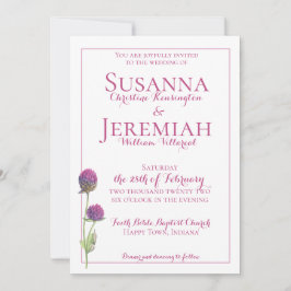 水彩ワイルドフラワーピンク結婚フローラ 招待状