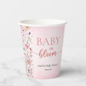 水彩ワイルドフラワーピンク赤ちゃんシャワー 紙コップ (正面)