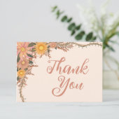 水彩ワイルドフラワーピーチイエロー サンキューカード (スタンド正面)