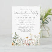 水彩ワイルドフラワーフィールド卒業パーティーの招待 招待状 (スタンド正面)