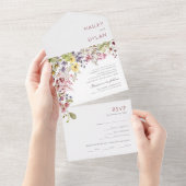 水彩ワイルドフラワーフォトシールと送信 オールインワン招待状 (貼ってはがせる)
