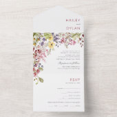 水彩ワイルドフラワーフォトシールと送信 オールインワン招待状 (内側)