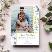 水彩ワイルドフラワーフォト日付を保存 案内状