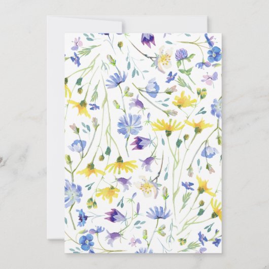 水彩ワイルドフラワーフォト日付を保存 案内状 (裏面)