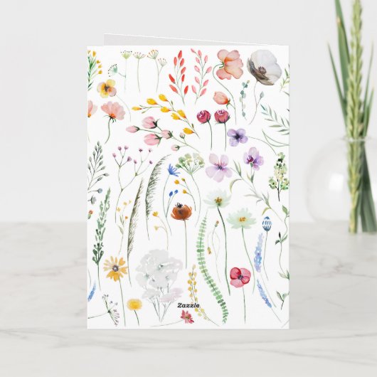 水彩ワイルドフラワーフォト日付カードを保存 招待状 (裏面)