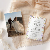 水彩ワイルドフラワーフォト結婚式招待状 招待状