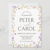 水彩ワイルドフラワーフォト結婚式招待状 招待状 (正面)