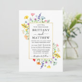 水彩ワイルドフラワーフォト結婚金ゴールド 招待状 (スタンド正面)