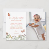 水彩ワイルドフラワーフォト誕生日 サンキューカード (正面)