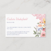 水彩ワイルドフラワーフラワーズ&ピンクレースブシン 名刺 (裏面)