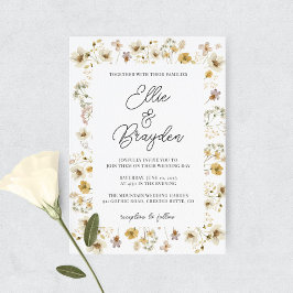 水彩ワイルドフラワーフレーム結婚式招待状 招待状