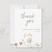 水彩ワイルドフラワーフローラブライダルシャワー サンキューカード (正面)