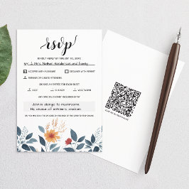 水彩ワイルドフラワーフローラモダンQRコード 出欠カード