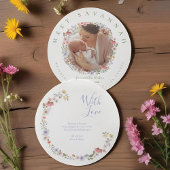 水彩ワイルドフラワーフローラリース写真ベビー 案内状