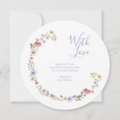 水彩ワイルドフラワーフローラリース写真ベビー 案内状 (裏面)