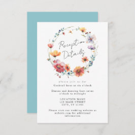 水彩ワイルドフラワーフローラ結婚リース エンクロージャーカード
