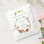 水彩ワイルドフラワーフローラ結婚リース フェイバーバッグ (封をした状態)