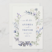 水彩ワイルドフラワーフローラ結婚式の日付を保存 招待状 (正面/裏面)